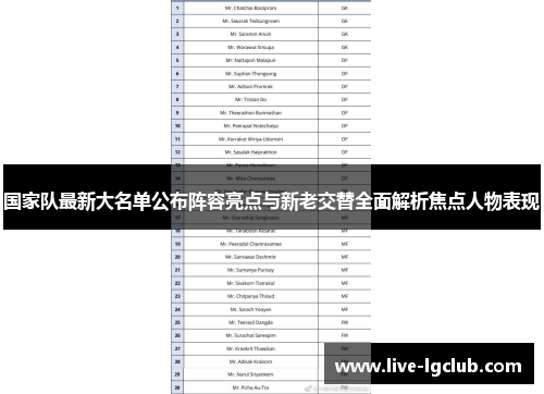 国家队最新大名单公布阵容亮点与新老交替全面解析焦点人物表现