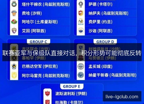 联赛亚军与保级队直接对话，积分形势可能彻底反转